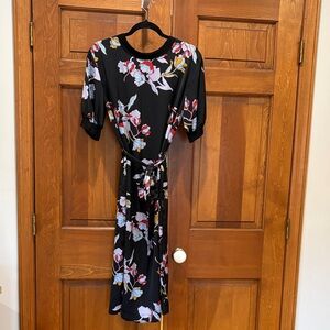 Who What wear black floral long sleeve dress size S